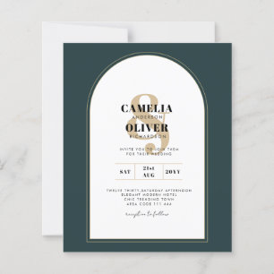 Modern JUNIPER Grönt Guld Wedding INVITE QR-kod