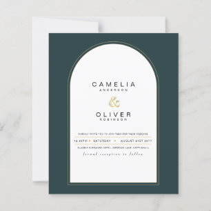 Modern JUNIPER Grönt Guld Wedding INVITE QR-kod