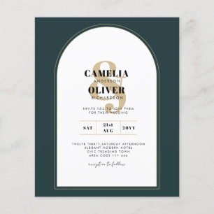 Modern JUNIPER Grönt Guld Wedding INVITE QR-kod Flygblad