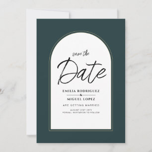 Modern JUNIPER Grönt Guld Wedding INVITE QR-kod Inbjudningar