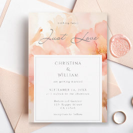 Modern just Kärlek Peach-Blommigten Bröllop Inbjudningar