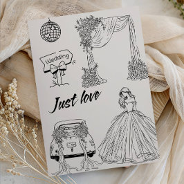 Modern Just Love Wedding Party-Minimalist Line Art Inbjudningar