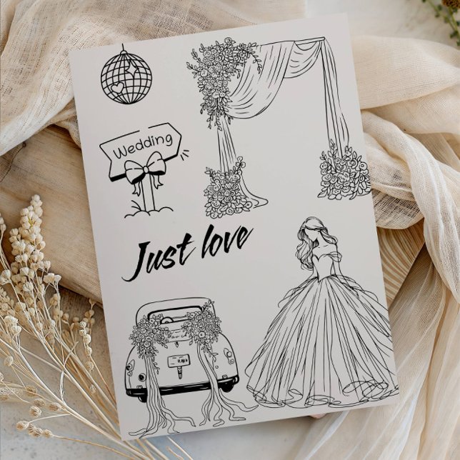 Modern Just Love Wedding Party-Minimalist Line Art Inbjudningar (Skapare uppladdad)