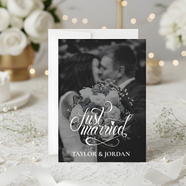Modern Just Married Photo Custom Wedding Thank You Meddelande (Skapare uppladdad)