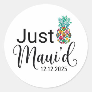 Modern Just Maui'd Hawaiianskt par på smekmånad Runt Klistermärke