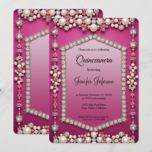 Modern juvelpärlor Quinceanera inbjudan