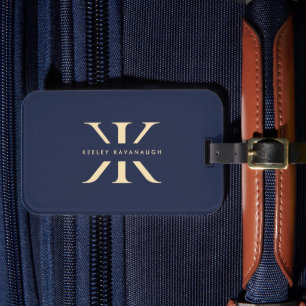 Modern K Logotyp Professionell Monogram Mörk blått Bagagebricka