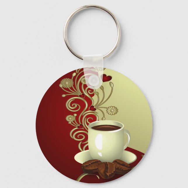 Modern kaffe Älskare Nyckelring (Framsida)