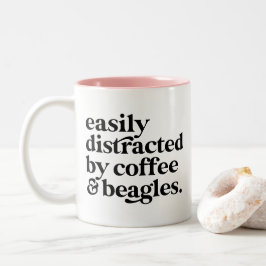 Modern kaffe & Beagle hundälskare Personlig Två-Tonad Mugg