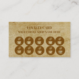 Modern Kaffe koppar Loyalty Card för minimalistisk Visitkort