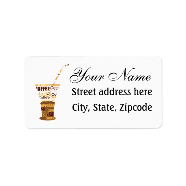 Modern kaffeillustration adressetikett (Framsidan)