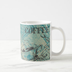 Modern kaffekonst skiss blå kaffemugg