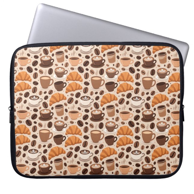 Modern kaffestil-mönster laptop fodral (Framsidan)
