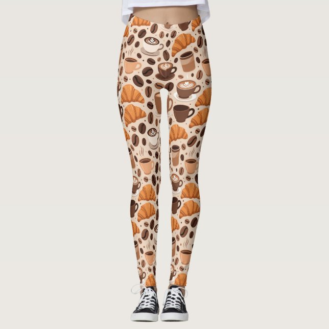 Modern kaffestil-mönster leggings (Framsida)