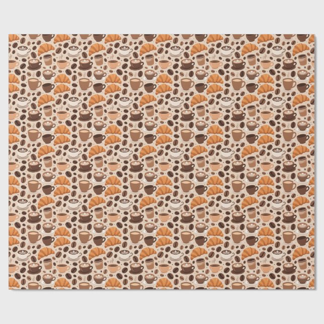 Modern kaffestil-mönster presentpapper (Platt)