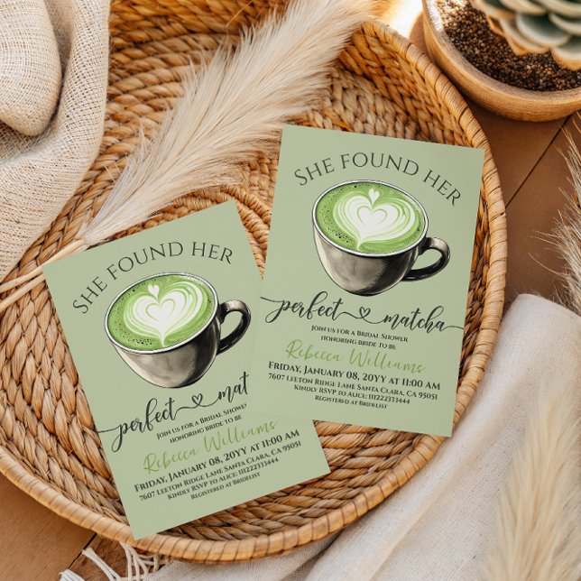 Modern kaffetema perfekt Matcha bröllopsdusch Inbjudningar (Skapare uppladdad)