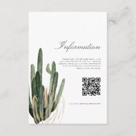 Modern Kaktus Bröllopsinformation QR-kod kort