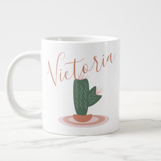 Modern Kaktus Spiky Namn Jumbo Mugg (Vänster)