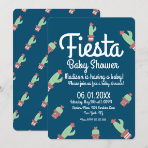Modern kaktusgräns baby shower-fest inbjudningar