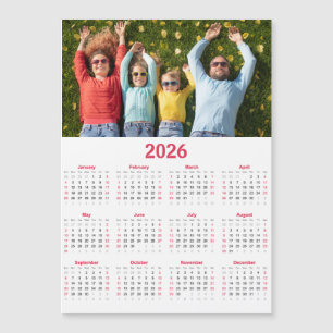 Modern kalender 2026 med foto - helårsvy
