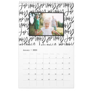 Modern kalender för fotoskript för markeringspenna