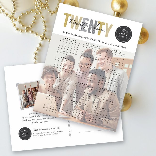 Modern kalender - foto med fetstil, typografi 2025 helg vykort (Skapare uppladdad)