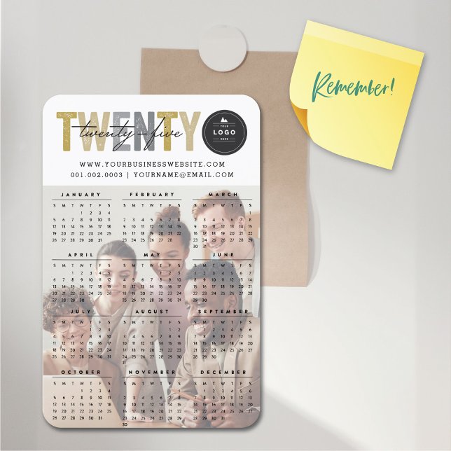 Modern kalender - foto med fetstil, typografi 2025 magnet (Bold Mix Typography 2025 Modern Calendar Photo Flexible Magnet @ fat_fa_tin)