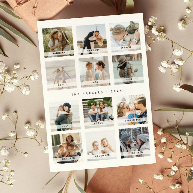 Modern kalender - fotokollage jul julkort (Skapare uppladdad)