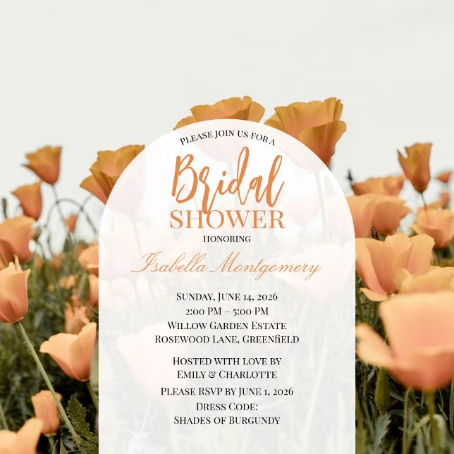 Modern kalifornisk vallmoväxt bröllopsdusch inbjudningar (Modern California Poppy Floral Bridal Shower Invitations
)