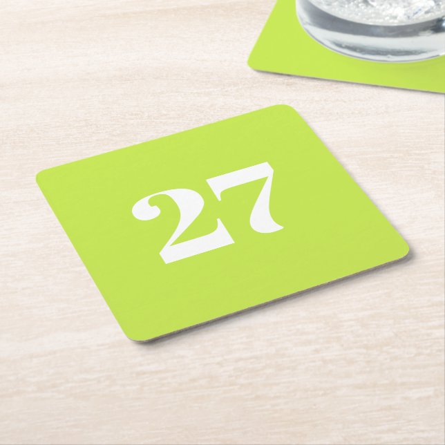 Modern kalk grön anpassningsbar födelsedag år underlägg papper kvadrat (Vinklad)