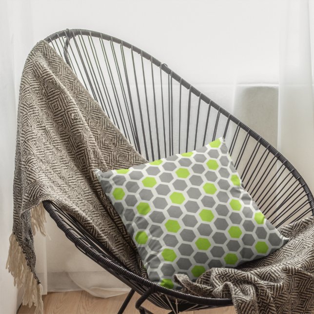 Modern kalk och Grått Geometric Mönster Pillow Kudde (Skapare uppladdad)