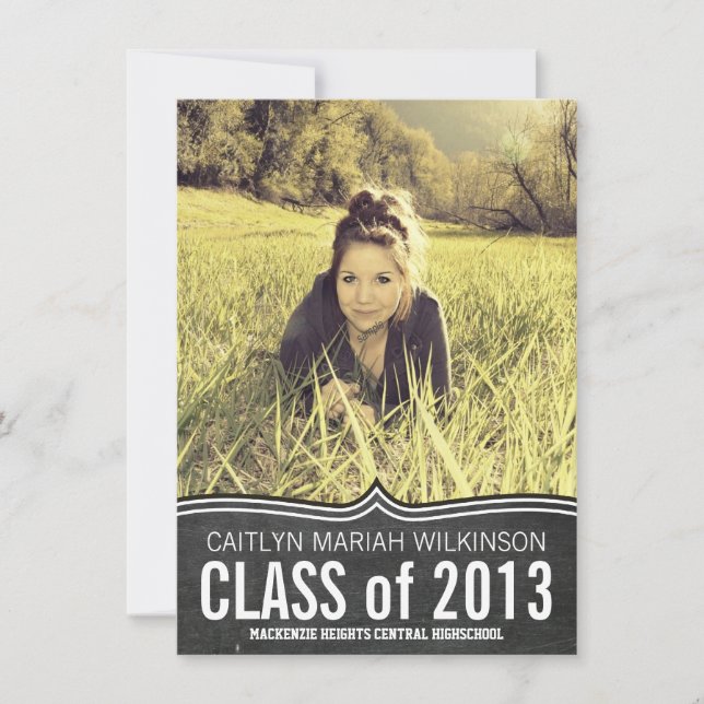 Modern kalkboard Large Photo Grad Party Inbjudningar (Framsida)