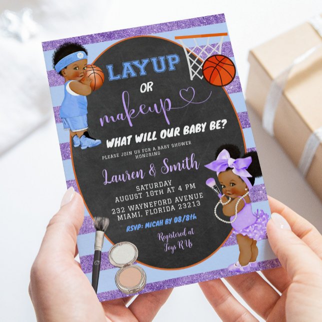 Modern kalkboard-layout eller Makeup-Gender Inbjudningar (Skapare uppladdad)
