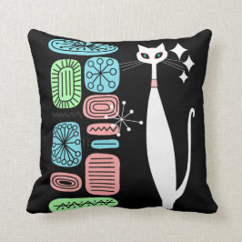 Modern kall katt för Retro atom- århundrade för Kudde