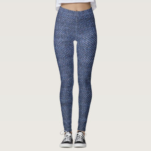 Modern kall mönstrad blåttdenimjeans leggings