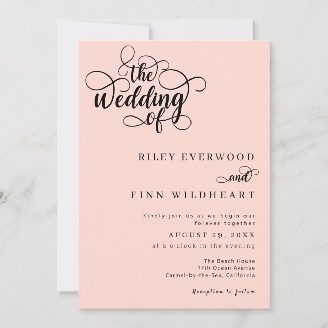 Modern kallgrafi Skriptbröllop - inbjudan (Framsida)
