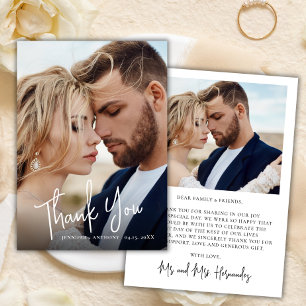 Modern Kalligrafi 2 Foto Bröllop Tacksamhetskort Tack Kort