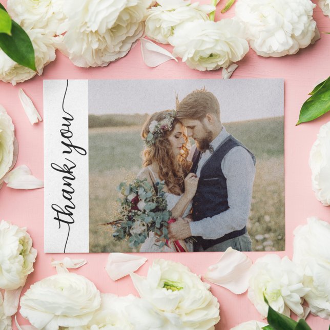 Modern kalligrafi 2 Photo Bröllop Tack Kort (Skapare uppladdad)