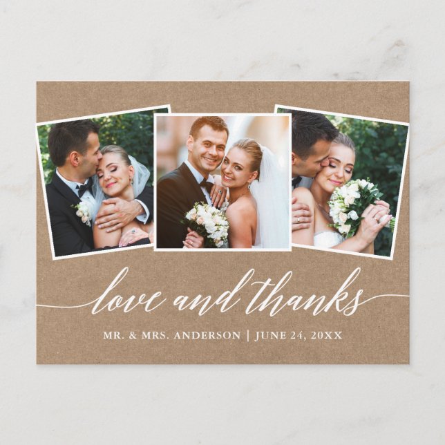 Modern kalligrafi 3 Foto Kärlek Tack Kraft Vykort (Framsida)