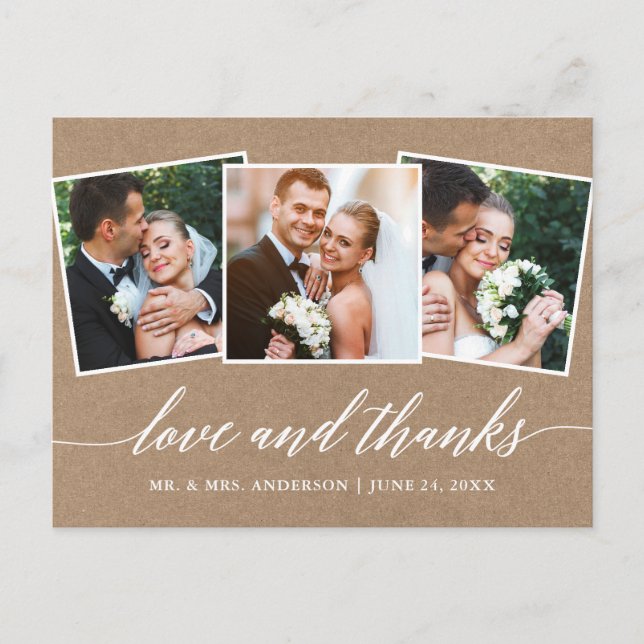 Modern kalligrafi 3 Foto Tacksamhet Kraft Vykort (Framsida)