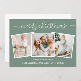 Modern kalligrafi 3 Grönt för fotojulsaldo Julkort