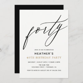 Modern kalligrafi 40 timmars Födelsedagsfest Inbjudningar