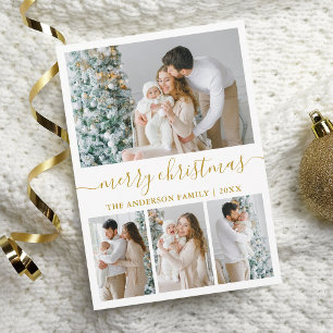 Modern kalligrafi 4 Foto God jul Guld Julkort