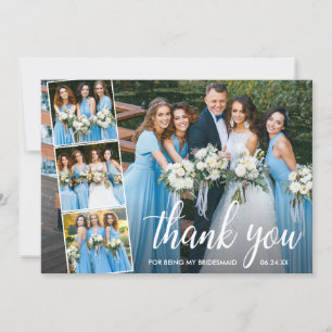 Modern kalligrafi 4 Fotokollage Bridesmaid Tack Kort