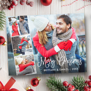 Modern kalligrafi 4 Photo Collage jul Vykort