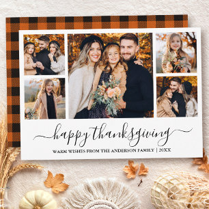 Modern kalligrafi 5 fotolagd Thanksgiving Julkort