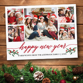 Modern kalligrafi 5 Photo Gott nytt år Red Vykort