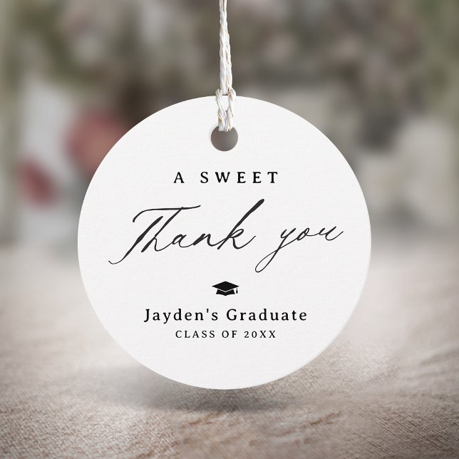 Modern kalligrafi A Sweet Tack Studenten Gåvor Etiketter (Modern Calligraphy A Sweet Thank You Graduation Favor Tags)