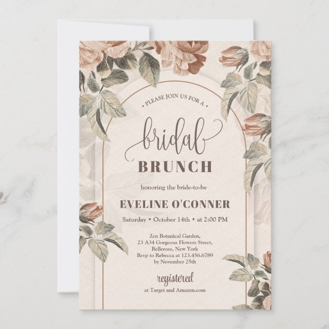 Modern kalligrafi av koppar-ro-sage-båge inbjudningar (Framsida)