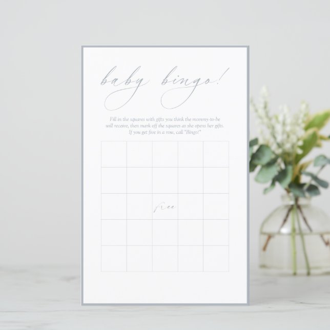 Modern kalligrafi | Baby Bingo Dusty Blue (Stående Fram)